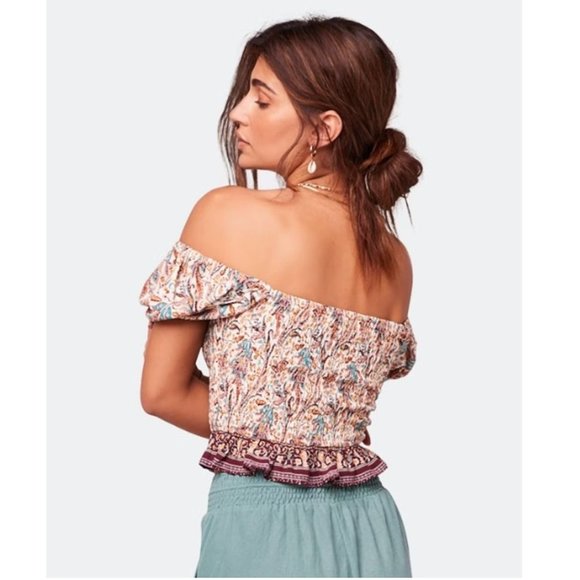 NWT $69 Band of Gypsies Crop Top Plum/Ivory Multiple Sizes - Picture 2 of 5